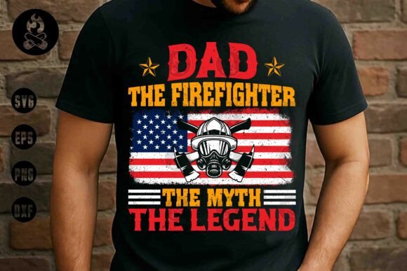 Honor the Hero: Dad Firefighter Legend Flag PNG for Graphics
