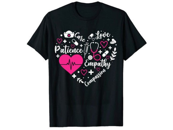 Love Care Empathy Nurse T-Shirt: A Modern Graphic Design