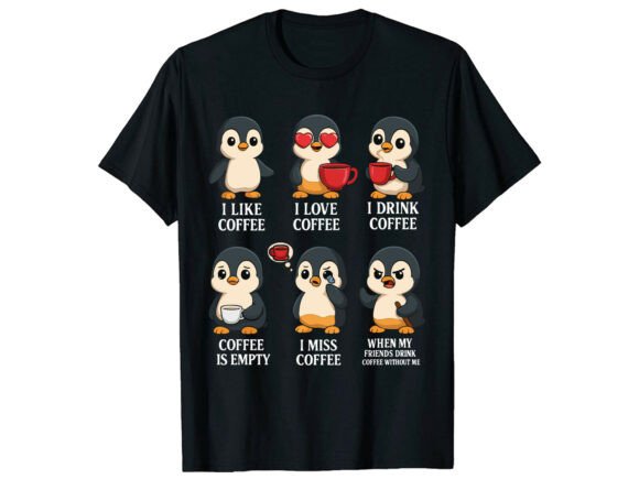 My Coffee Moods Penguin Lover T-Shirt: A Perfect Graphic for Local Business Branding