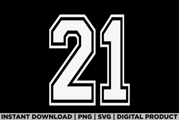Number 21 Birthday Varsity Sports Team: A Versatile Graphics Asset for T-Shirt Designs